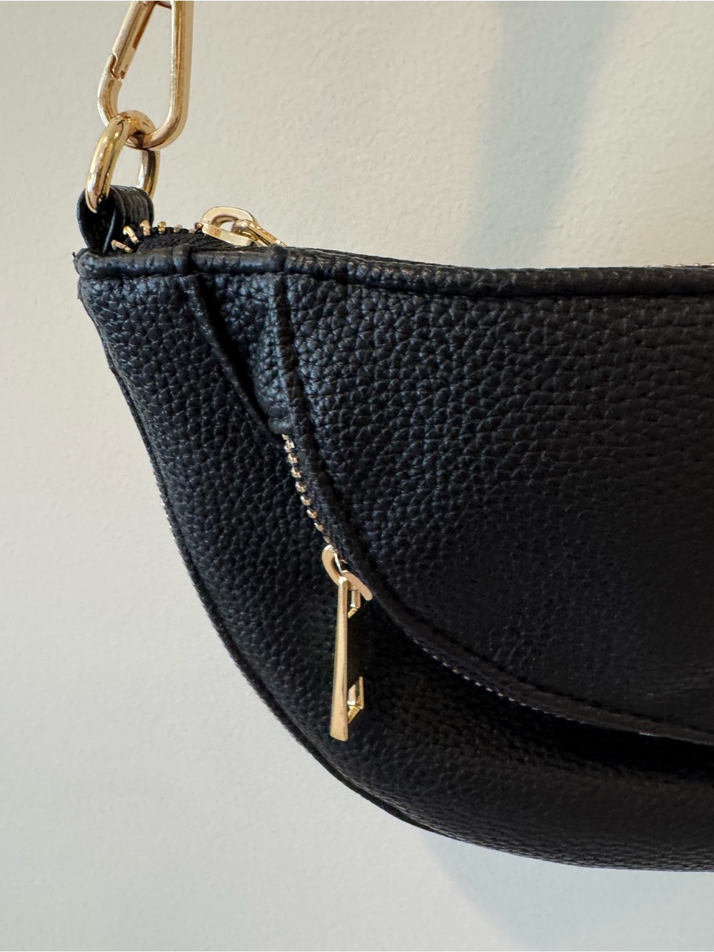 Black Crescent Crossbody leather Bag with Detachable Pouch A10 - Picture 4 of 8